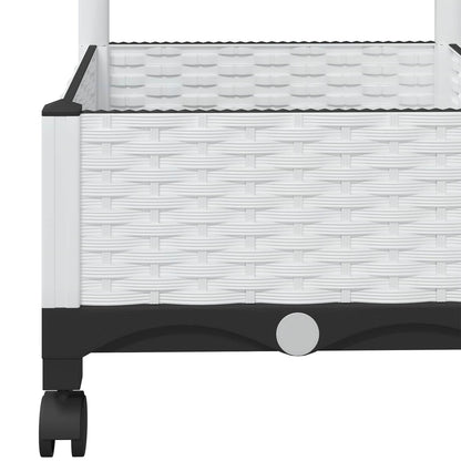 Garden Planter with Trellis&Wheels White 40 x 40 x 131.5 cm PP