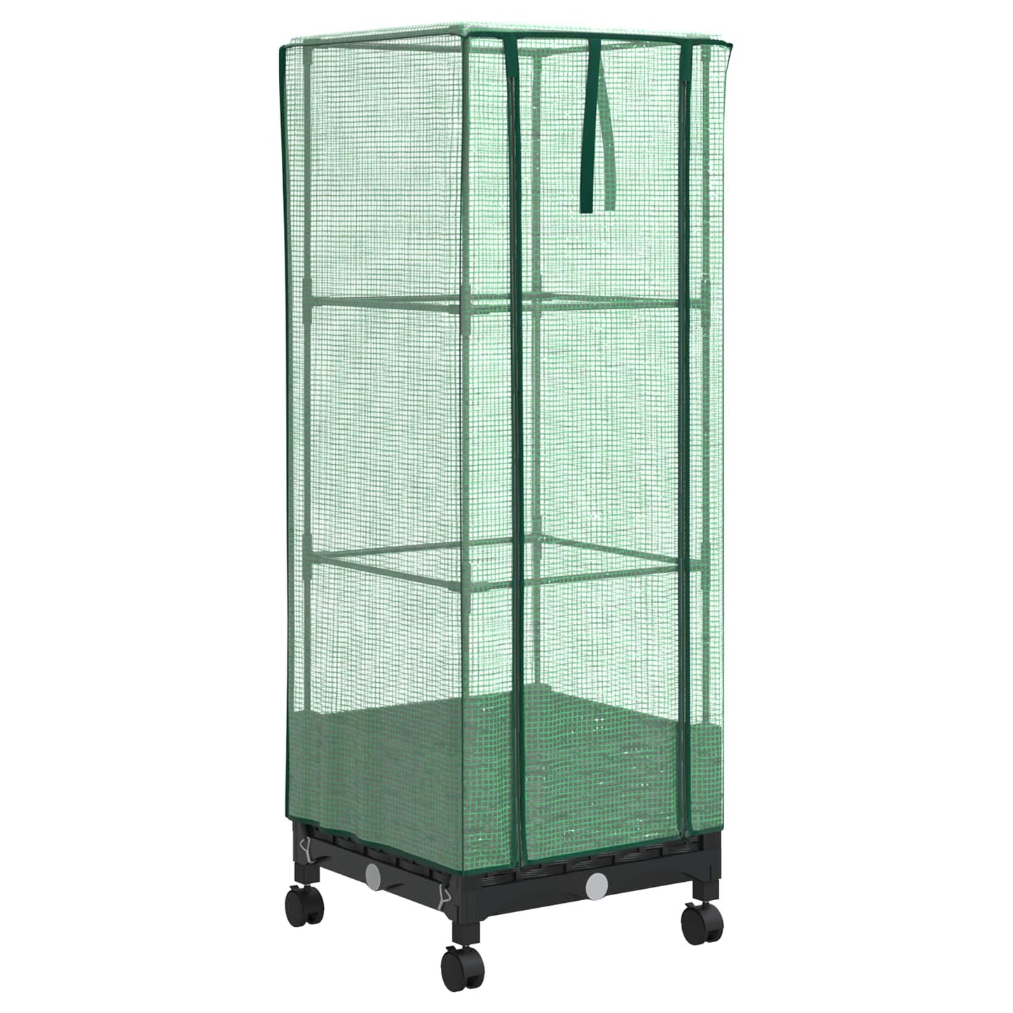Garden Planter with Greenhouse Cover&Wheels Black PP