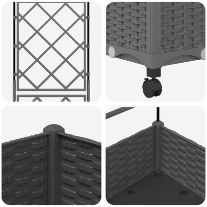 Garden Planter with Trellis&Wheels Light Grey PP
