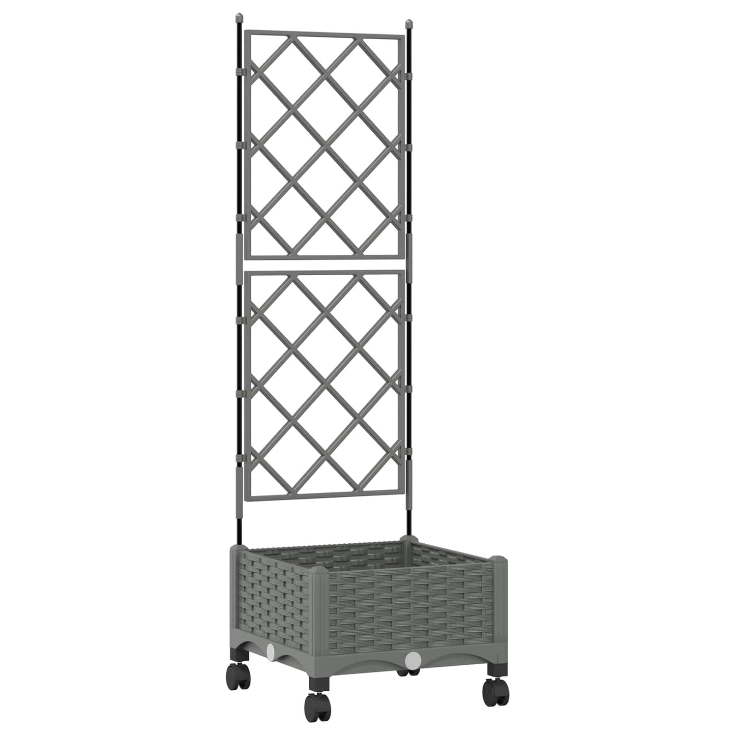 Garden Planter with Trellis&Wheels Light Grey PP