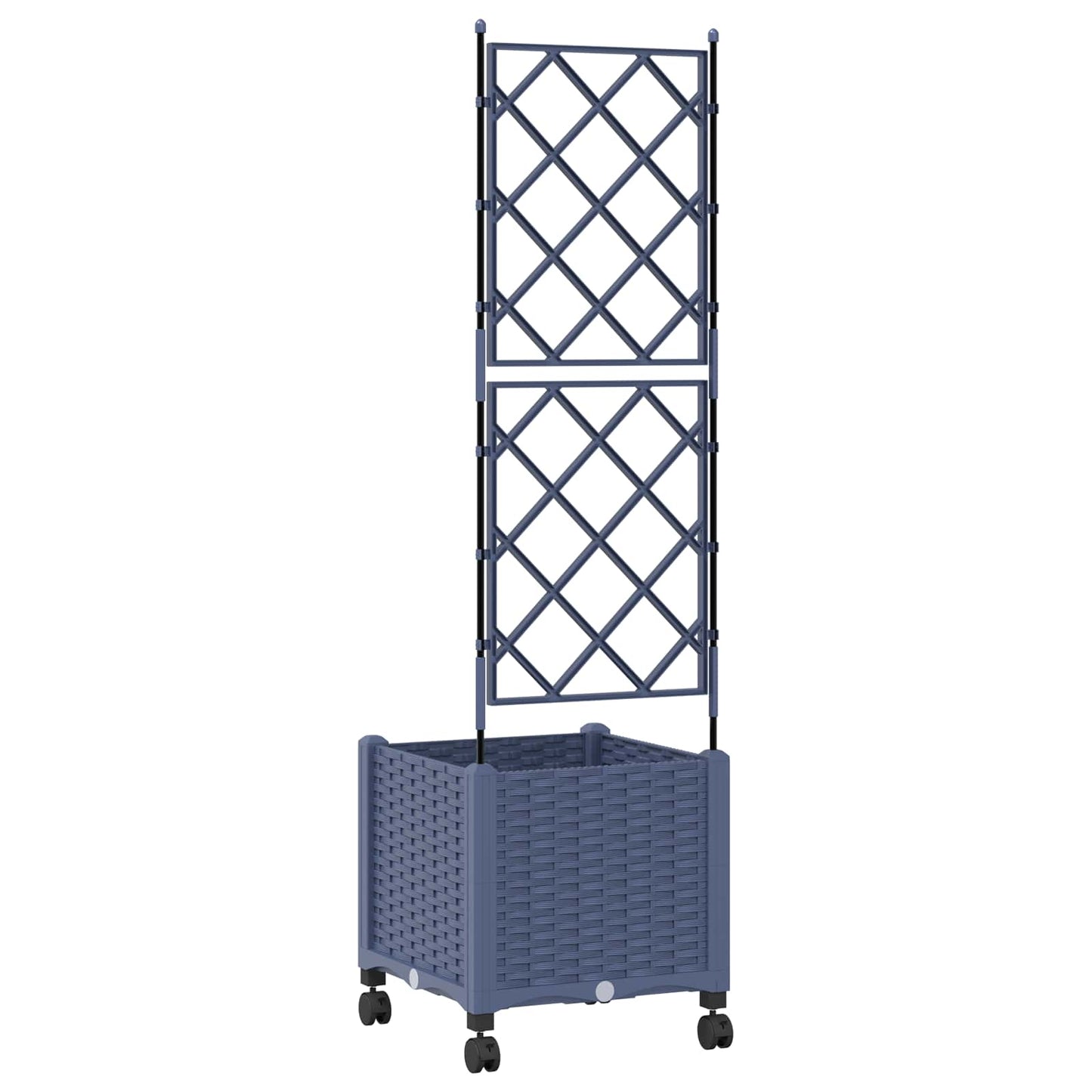 Garden Planter with Trellis&Wheels Grey 40 x 40 x 149 cm PP