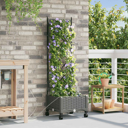 Garden Planter with Irrigation&Wheels Light Grey PP