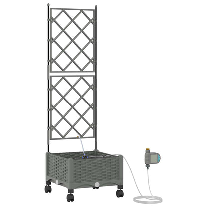 Garden Planter with Irrigation&Wheels Light Grey PP