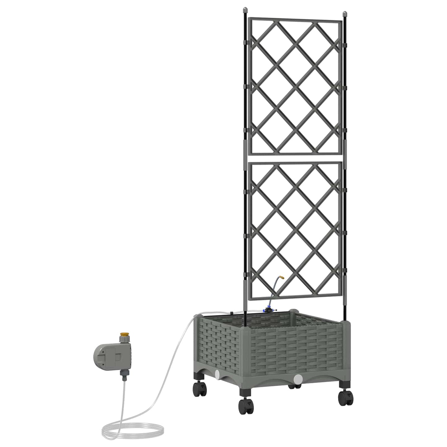 Garden Planter with Irrigation&Wheels Light Grey PP