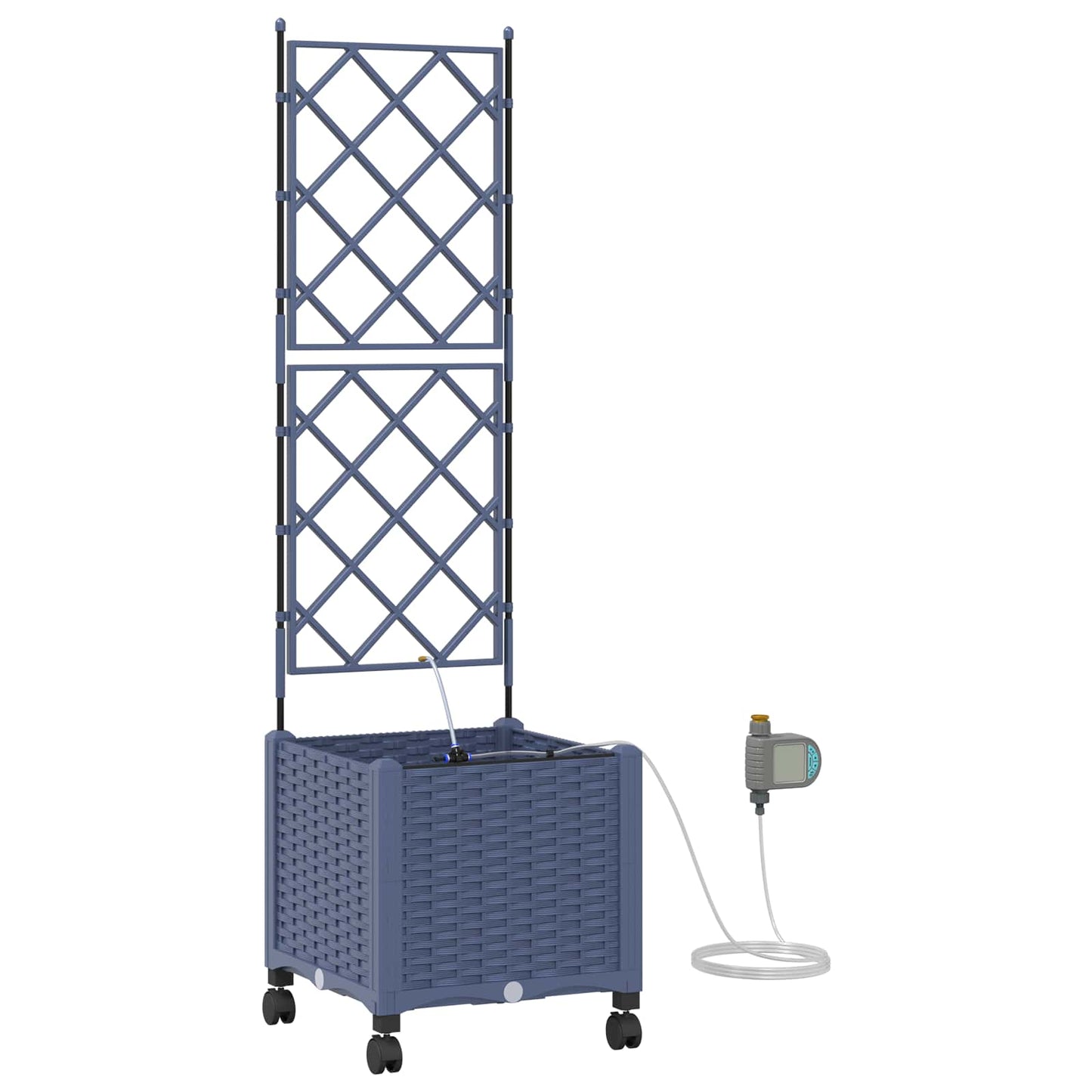 Garden Planter with Irrigation&Wheels Grey 40 x 40 x 148 cm PP