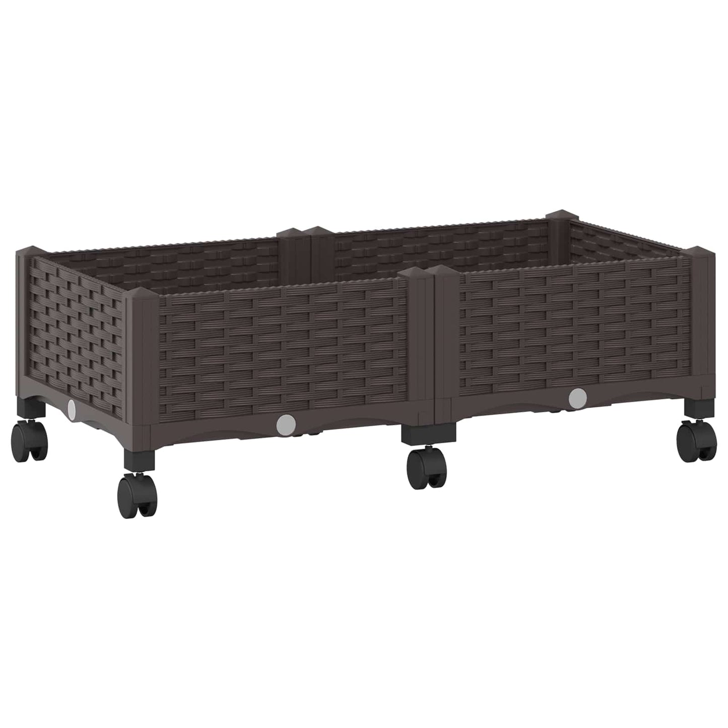 Garden Planter with Wheels Brown 80 x 40 x 29 cm PP
