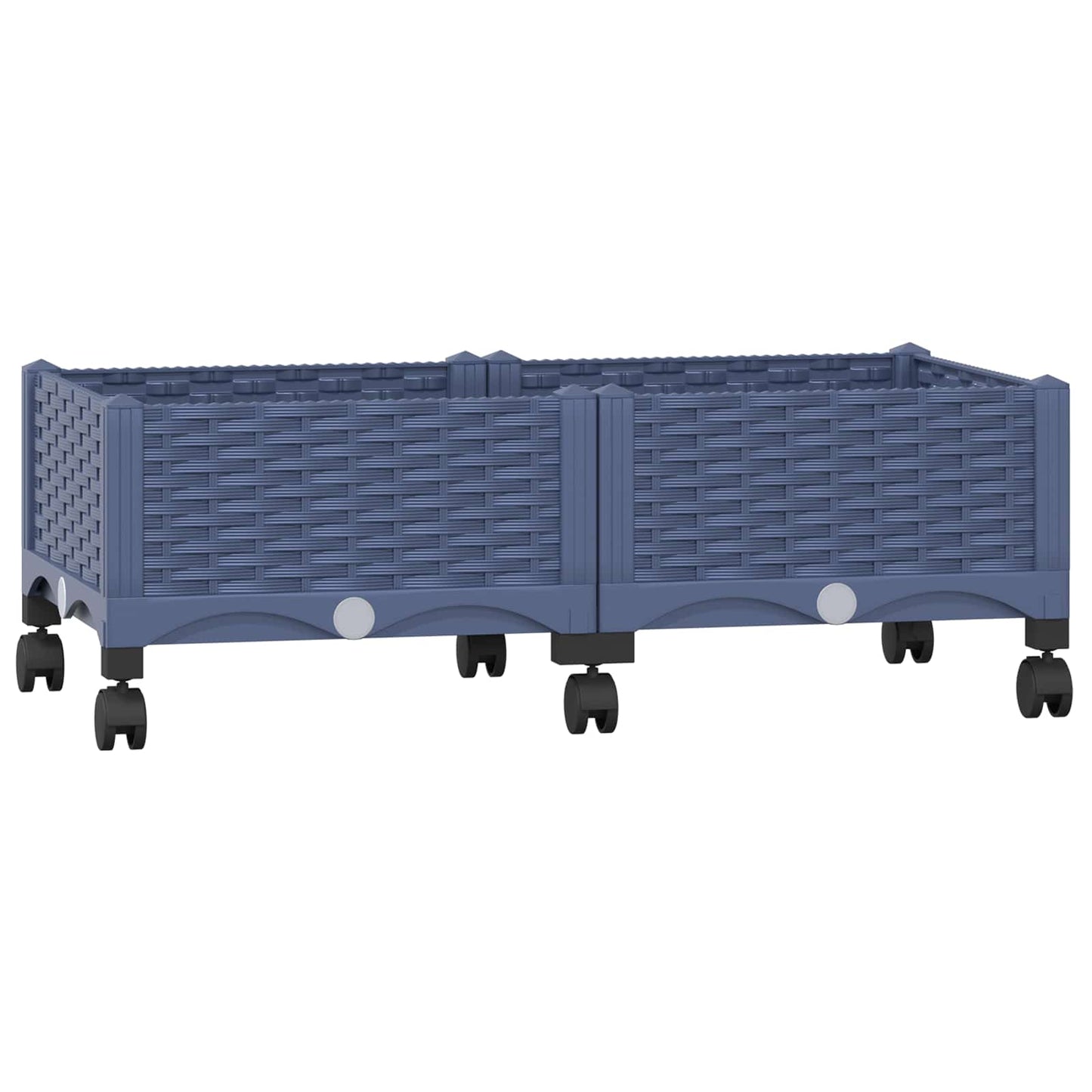 Garden Planter with Wheels Blue Grey 80 x 40 x 33 cm PP
