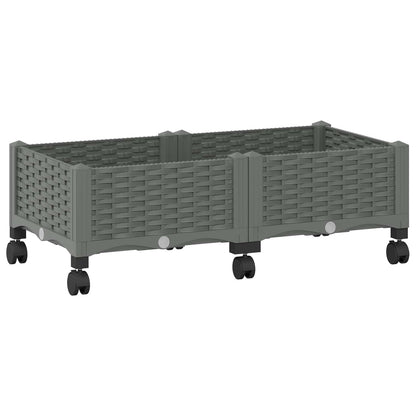 Garden Planter with Wheels Light Grey 80 x 40 x 33 cm PP