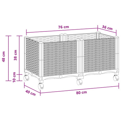 Garden Planter with Wheels Light Grey 80 x 40 x 48 cm PP