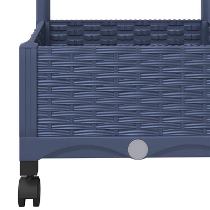 Garden Planter with Trellis&Wheels Blue Grey 80 x 40 x 131.5 cm