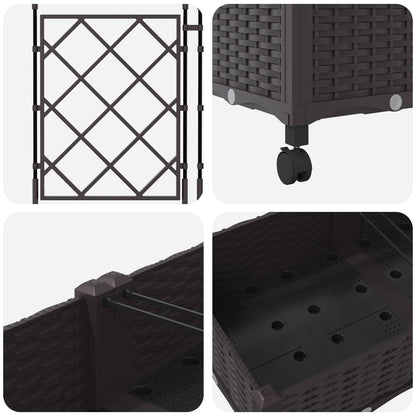 Garden Planter with Trellis&Wheels 2 pcs Brown PP
