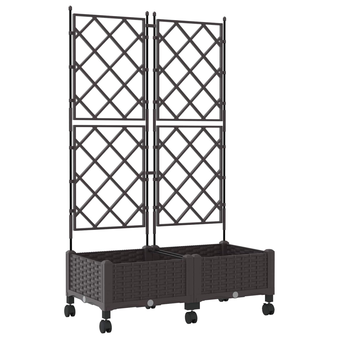 Garden Planter with Trellis&Wheels 2 pcs Brown PP