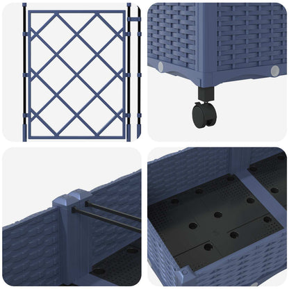 Garden Planter with Trellis&Wheels 2 pcs Grey PP