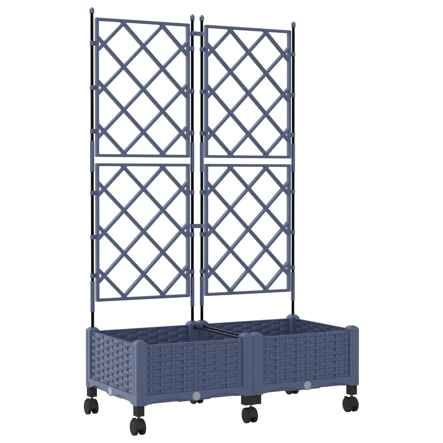 Garden Planter with Trellis&Wheels 2 pcs Grey PP