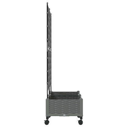 Garden Planter with Trellis&Wheels 2 pcs Light Grey PP