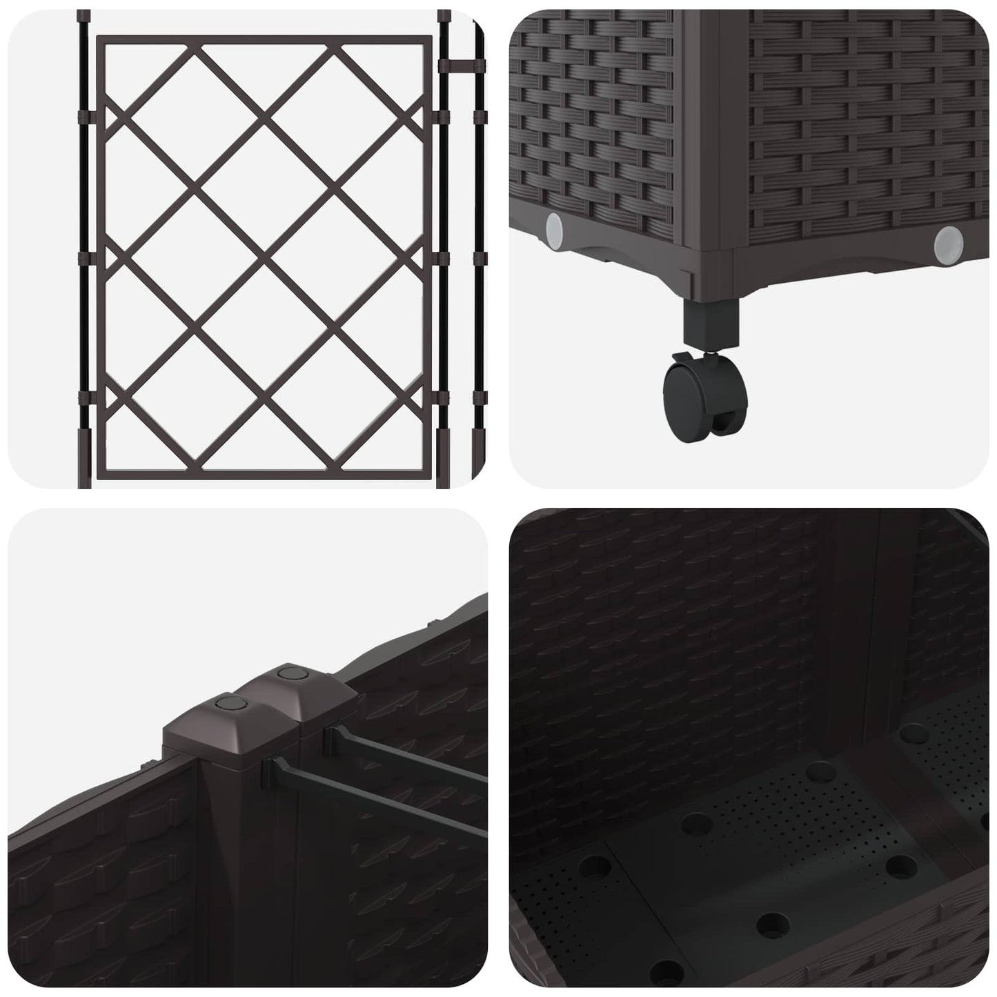 Garden Planter with Trellis&Wheels 2 pcs Brown 80 x 40 x 149 cm