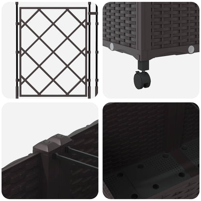 Garden Planter with Trellis&Wheels 2 pcs Brown 80 x 40 x 149 cm