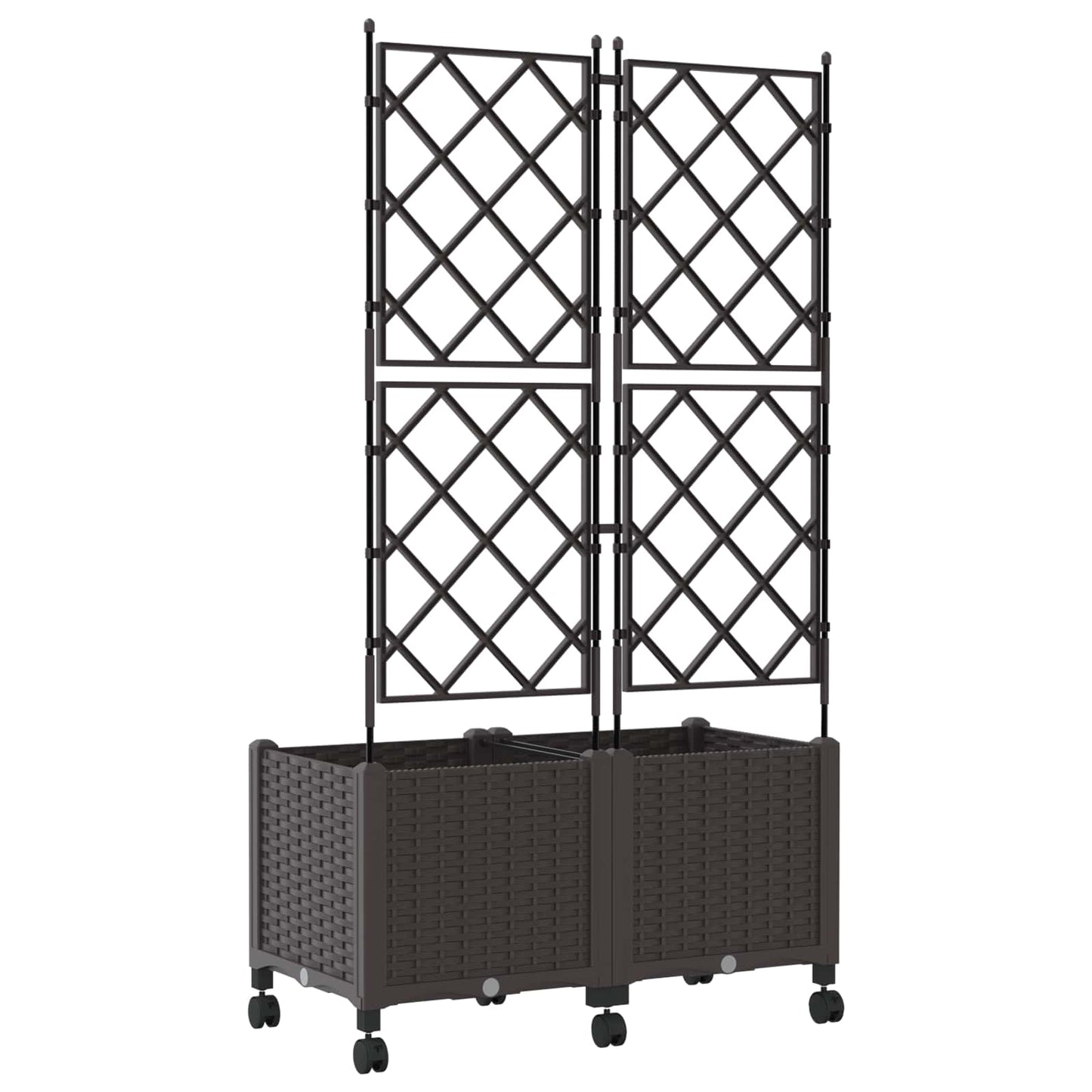 Garden Planter with Trellis&Wheels 2 pcs Brown 80 x 40 x 149 cm
