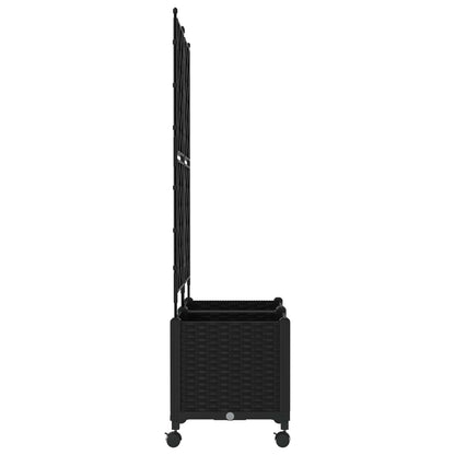 Garden Planter with Trellis&Wheels 2 pcs Black 80 x 40 x 149 cm