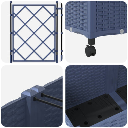 Garden Planter with Trellis&Wheels 2 pcs Grey 80 x 40 x 149 cm