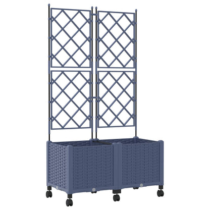 Garden Planter with Trellis&Wheels 2 pcs Grey 80 x 40 x 149 cm