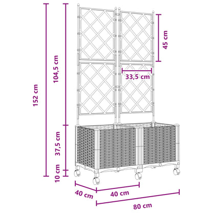 Garden Planter with Trellis&Wheels 2 pcs Light Grey PP