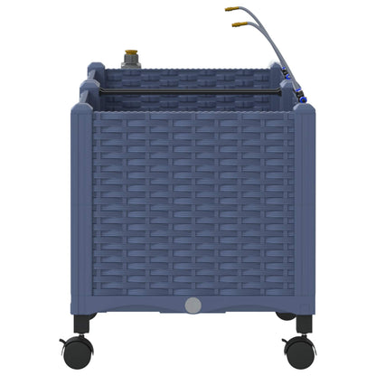 Garden Planter with Irrigation&Wheels 2 pcs Grey PP
