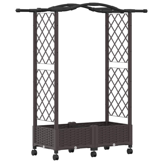 Raised Bed with Trellis and Roof Brown 124 x 40 x 129 cm PP