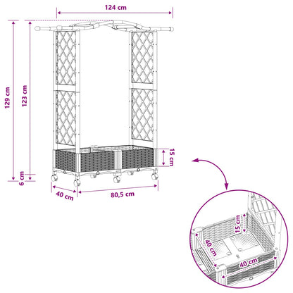 Raised Bed with Trellis and Roof Brown 124 x 40 x 129 cm PP