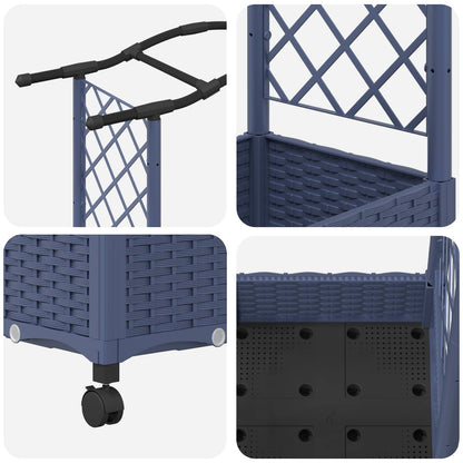 Raised Bed with Trellis and Roof Grey 124 x 40 x 129 cm PP