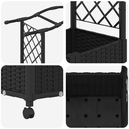 Raised Bed with Trellis and Roof Black 125 x 40 x 144 cm PP