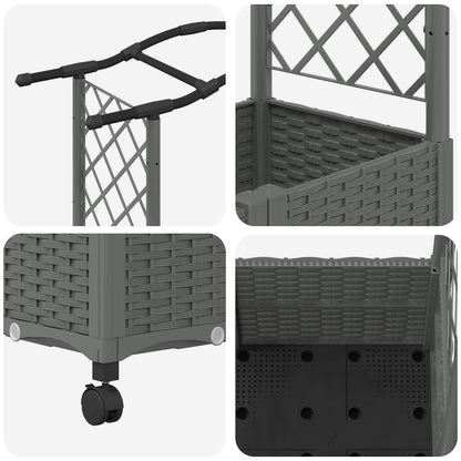 Raised Bed with Trellis and Roof Light Grey 125 x 40 x 144 cm