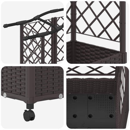 Raised Bed with Trellis and Roof Brown 124 x 40 x 129 cm PP