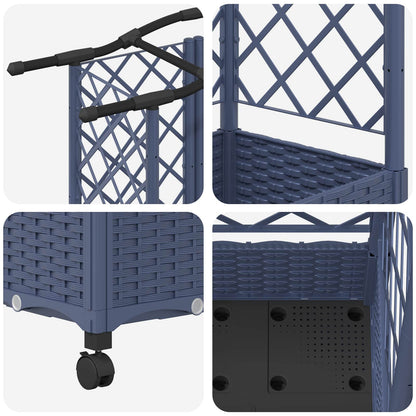 Raised Bed with Trellis and Roof Grey 124 x 40 x 129 cm PP