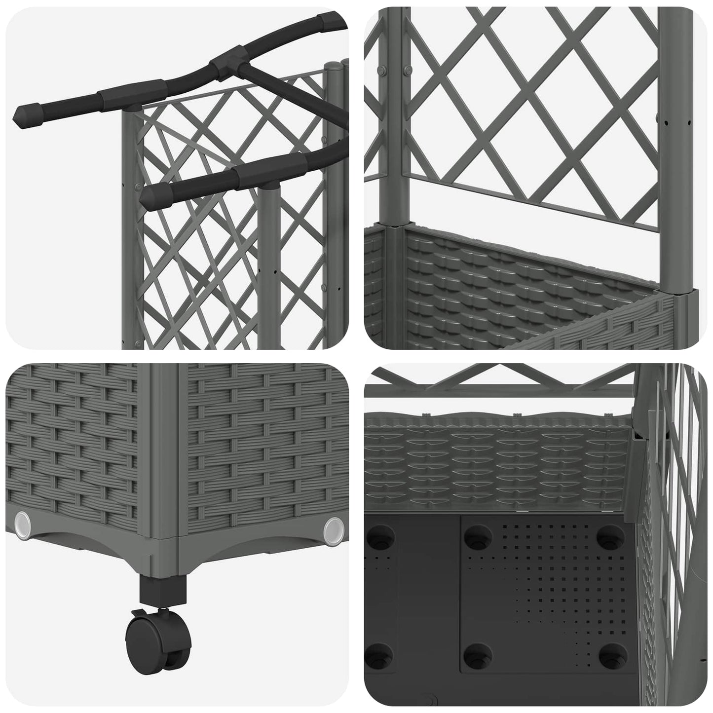 Raised Bed with Trellis and Roof Light Grey 124 x 40 x 129 cm