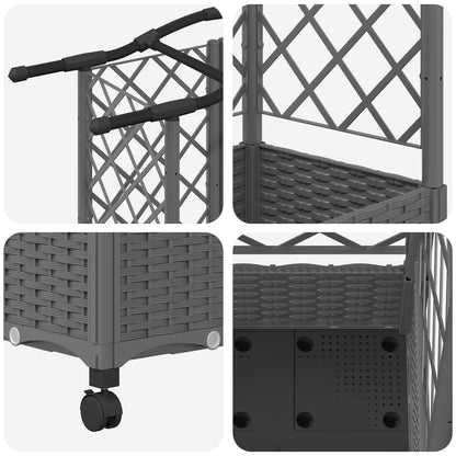 Raised Bed with Trellis and Roof Light Grey 124 x 40 x 129 cm