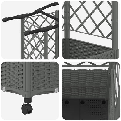 Raised Bed with Trellis and Roof Light Grey 122 x 40 x 144 cm