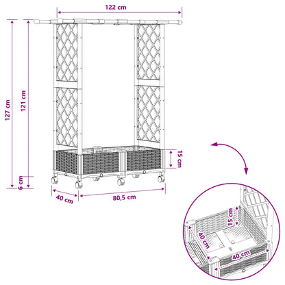 Raised Bed with Trellis and Roof Brown 122.5 x 40 x 127 cm PP