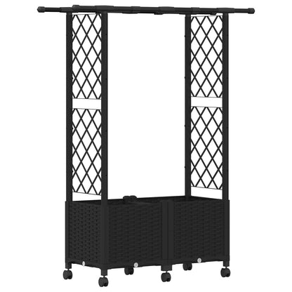 Raised Bed with Trellis and Roof Black 124.5 x 40 x 142 cm PP