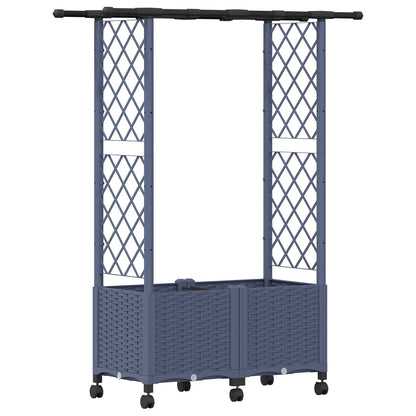 Raised Bed with Trellis and Roof Grey 124.5 x 40 x 142 cm PP