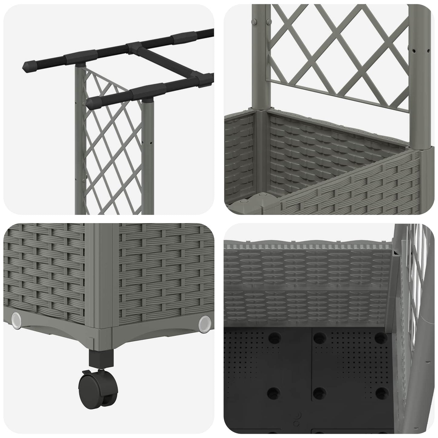 Raised Bed with Trellis and Roof Light Grey 124.5 x 40 x 142 cm