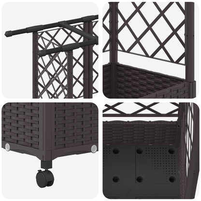 Raised Bed with Trellis and Roof Brown 124 x 40 x 127 cm PP