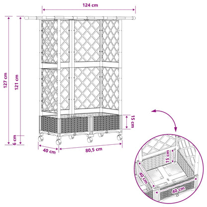 Raised Bed with Trellis and Roof Brown 124 x 40 x 127 cm PP