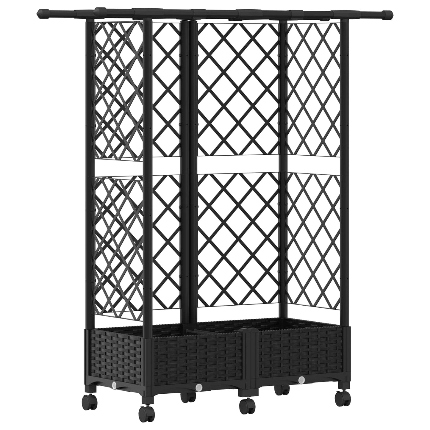 Raised Bed with Trellis and Roof Black 124 x 40 x 127 cm PP
