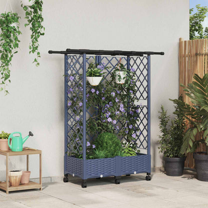 Raised Bed with Trellis and Roof Grey 124 x 40 x 127 cm PP