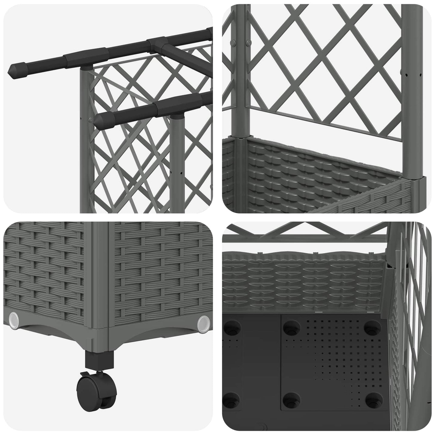 Raised Bed with Trellis and Roof Light Grey 124 x 40 x 127 cm