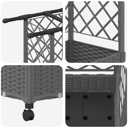 Raised Bed with Trellis and Roof Light Grey 124 x 40 x 127 cm
