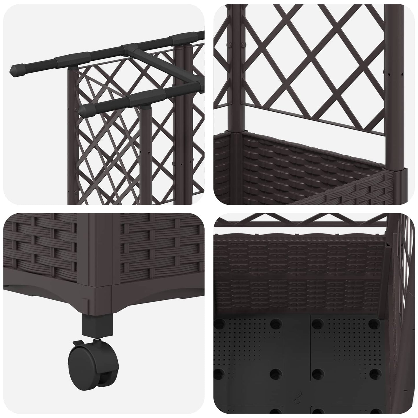 Raised Bed with Trellis and Roof Brown 124 x 40 x 142 cm PP