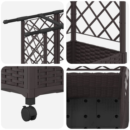 Raised Bed with Trellis and Roof Brown 124 x 40 x 142 cm PP