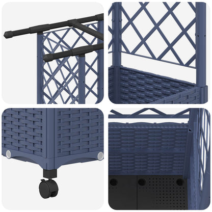 Raised Bed with Trellis and Roof Grey 124 x 40 x 142 cm PP